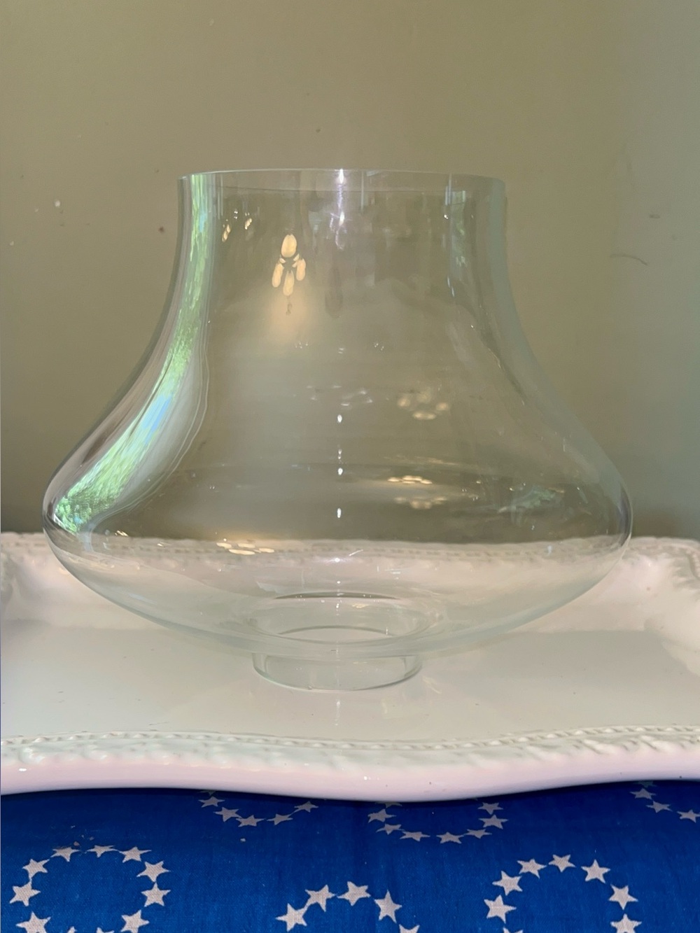 Vintage glass mushroom/squat shaped hurricane globe/lantern shade